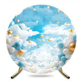 Aperturee - Aperturee Fresh Paradise Cloud Balloon Round Birthday Backdrop